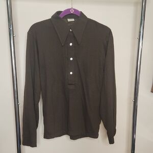 70's Vintage Men's Brown Long Sleeve Shirt